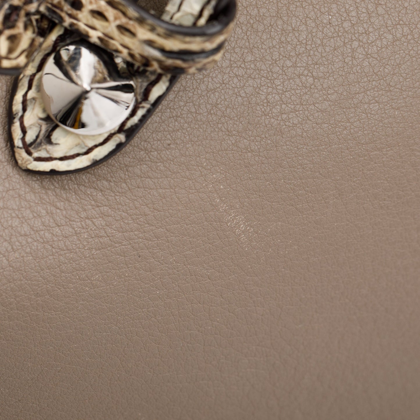 Fendi Beige Leather Python-Trimmed Medium By the Way Handle Bag with Box and Dustbag