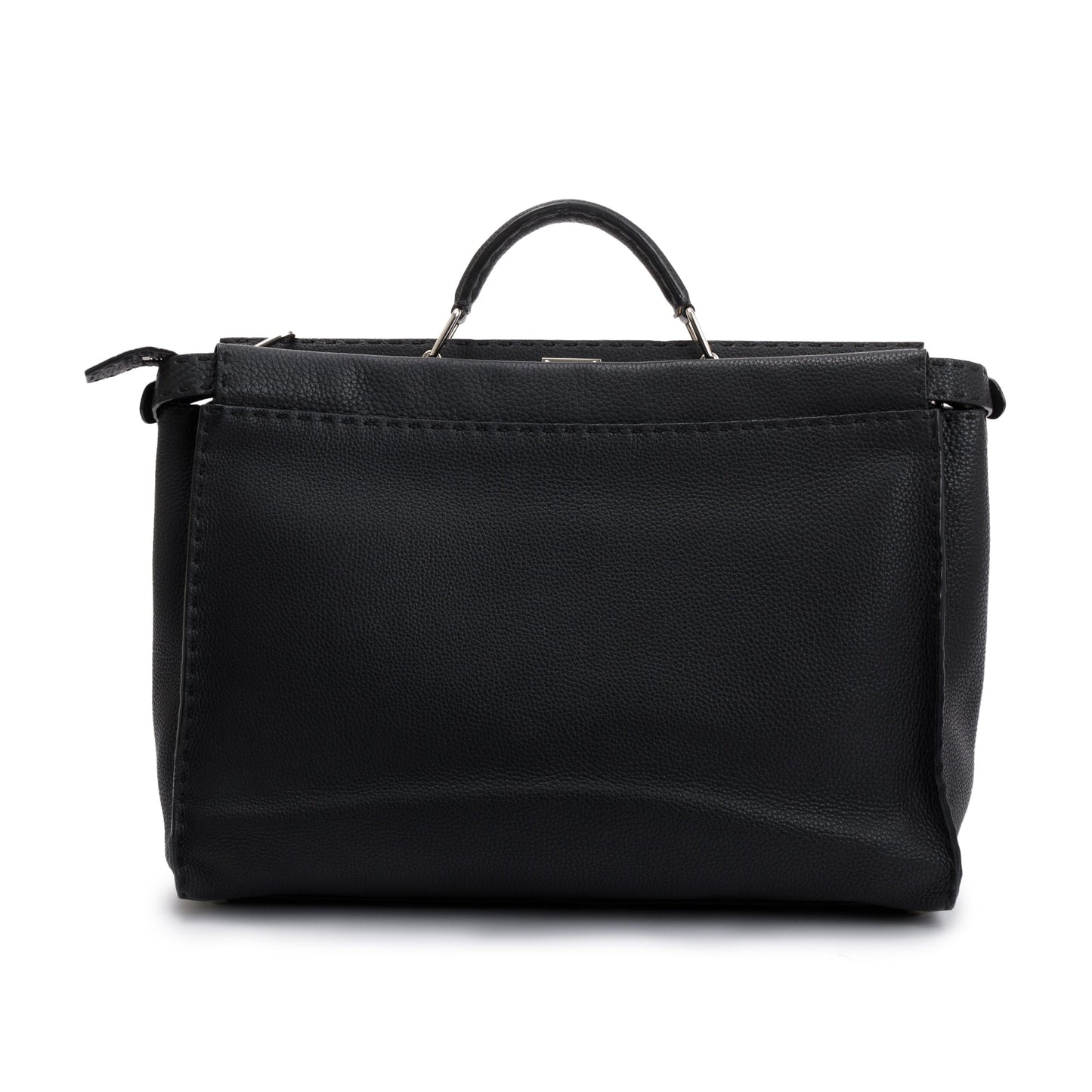 Fendi Black Calfskin Leather Faces XL Peekaboo Bag