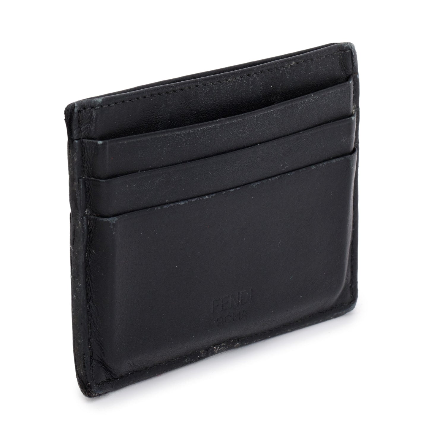 Fendi Black Calfskin Leather Monster Motif Card Case