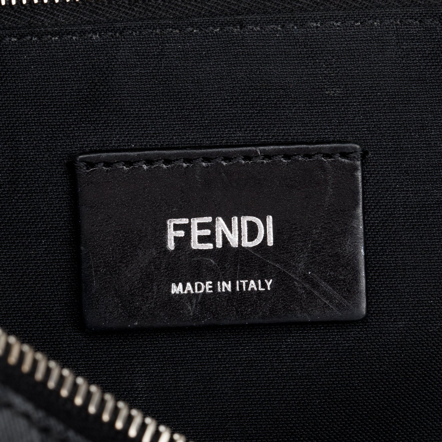 Fendi Black FF Zucca Canvas Calfskin Leather 1974 Diagonal Belt Bag