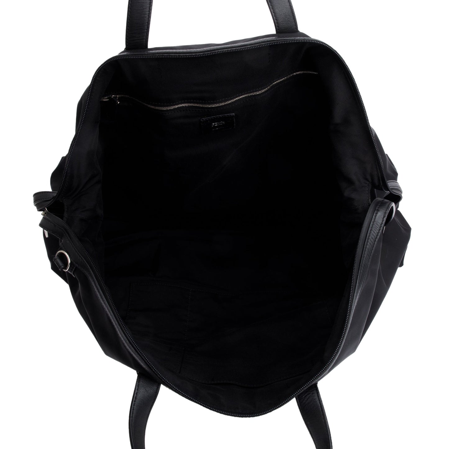 Fendi Black Nylon Leather Trim Vocabulary Duffle Bag