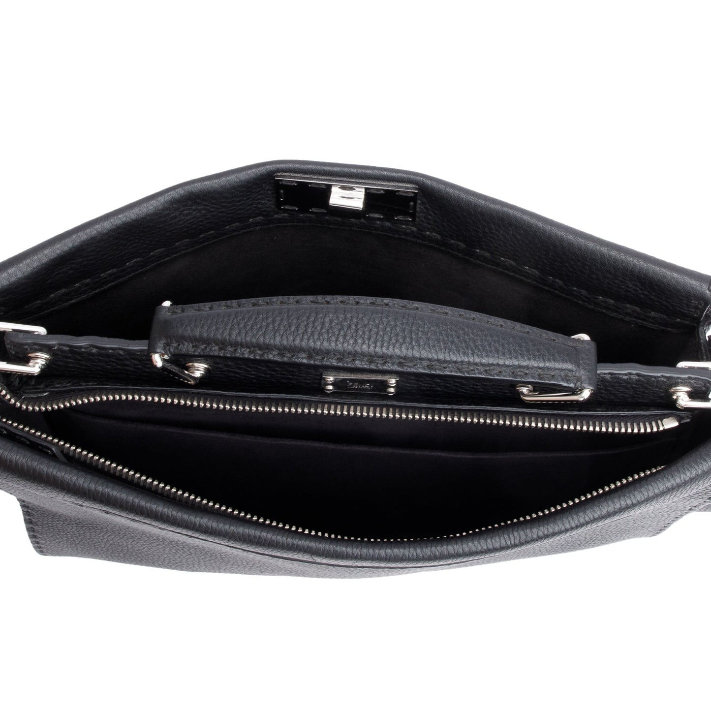 Fendi Black Selleria Leather Monster Peekaboo ISeeU Medium Briefcase