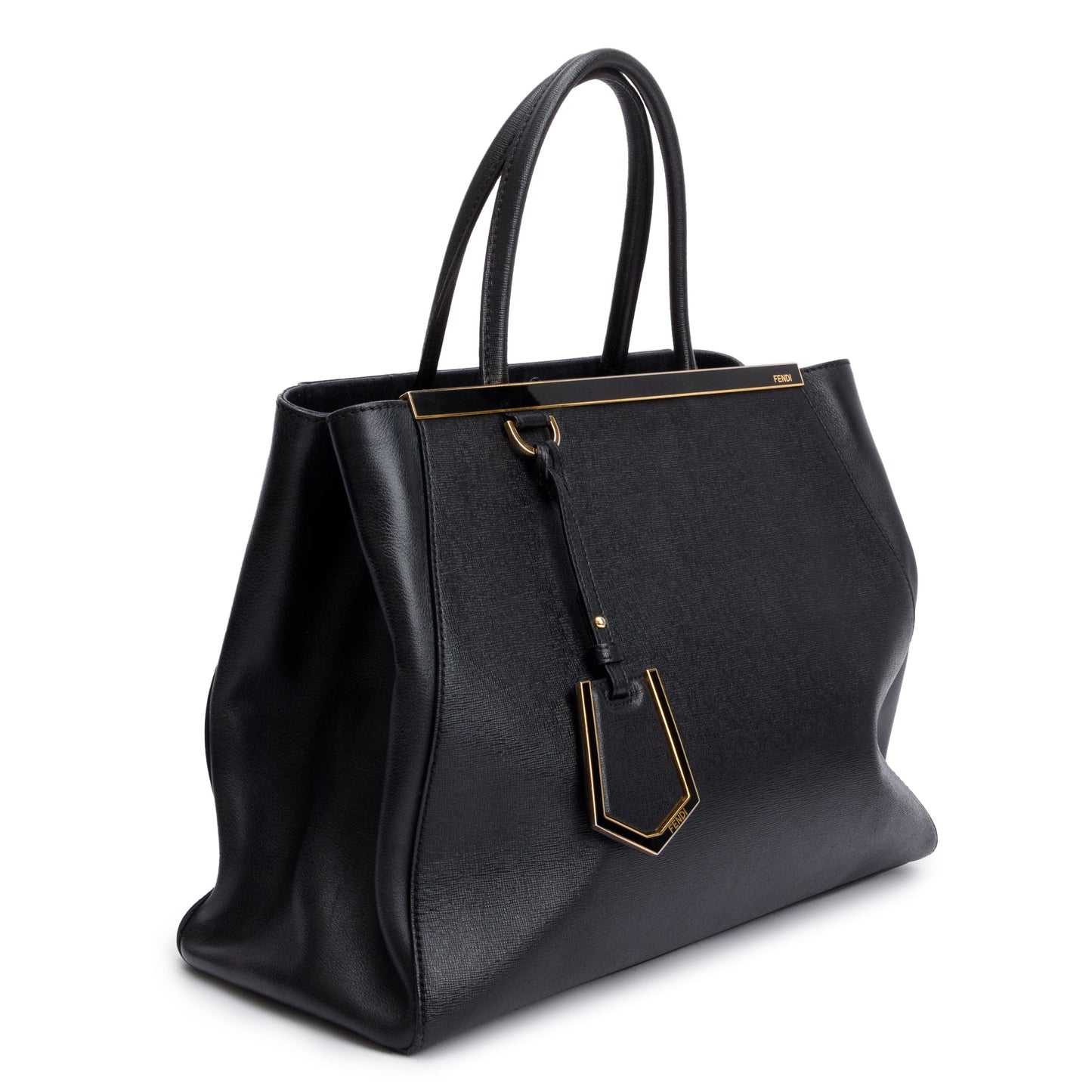 Fendi Black Vitello Elite Leather Medium 2Jours Tote