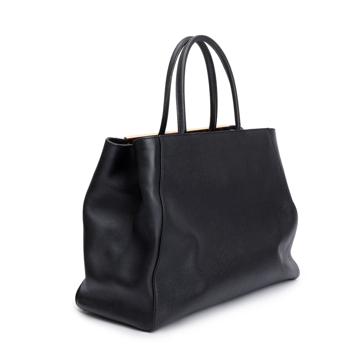 Fendi Black Vitello Elite Leather Medium 2Jours Tote