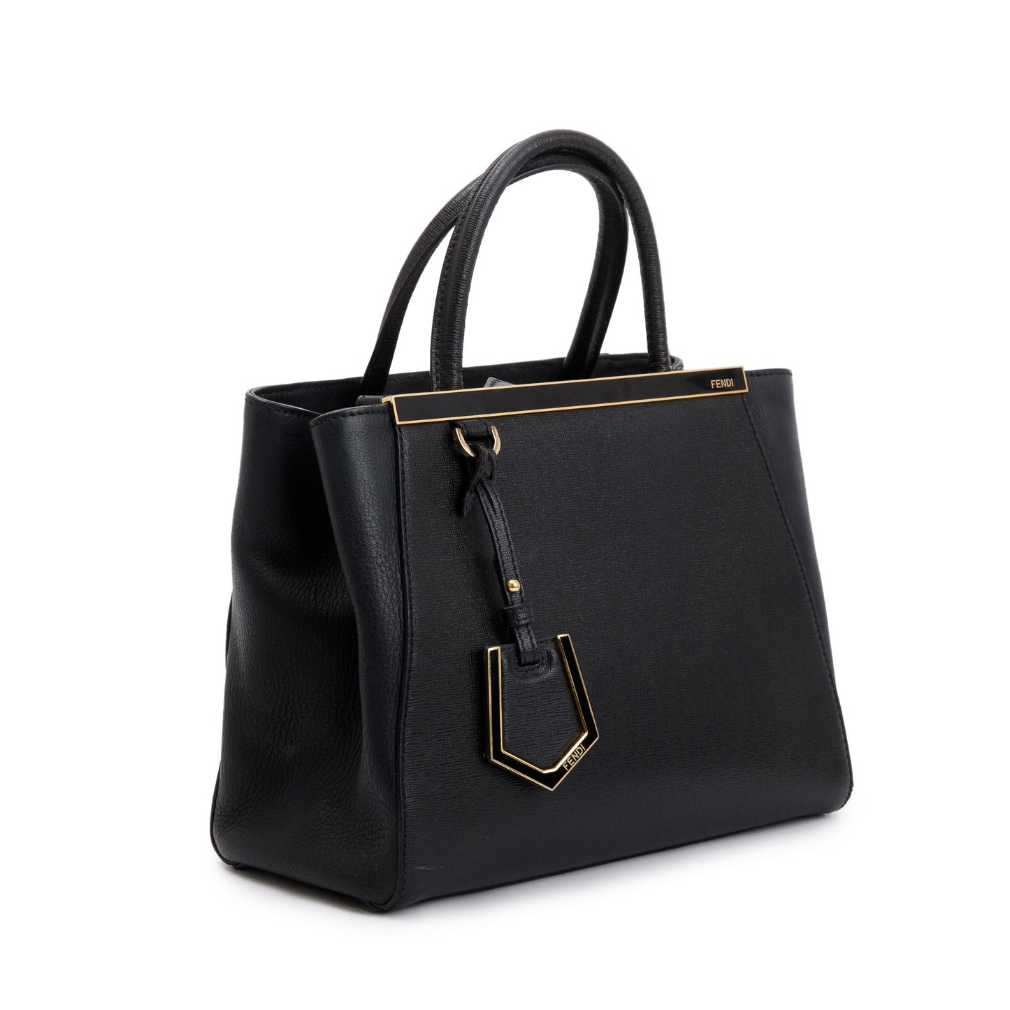 Fendi Black Vitello Elite Leather Petite 2Jours Tote