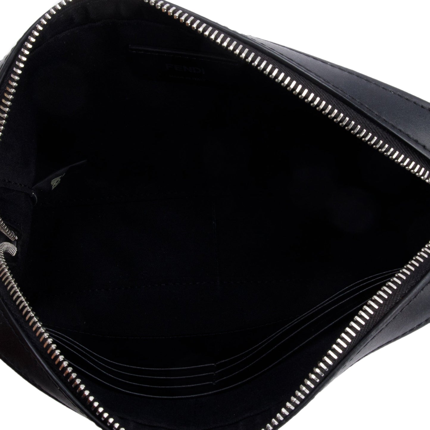 Fendi Black Vitello Liberty Leather Grey FF Canvas Diagonal Camera Case Bag