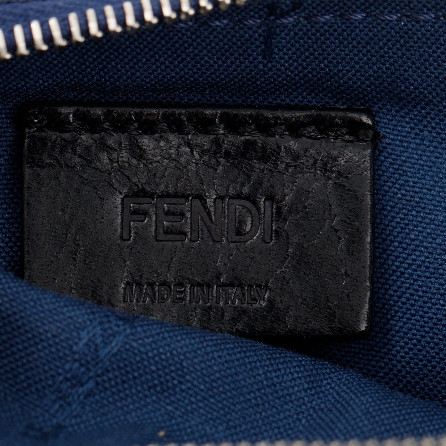 Fendi Blue Leather Zipped Card Case