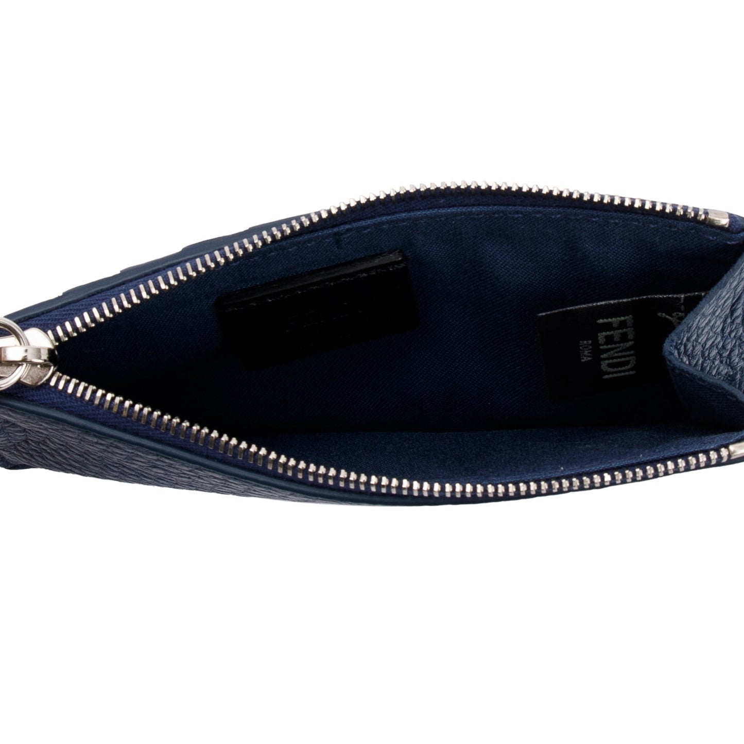 Fendi Blue Leather Zipped Card Case