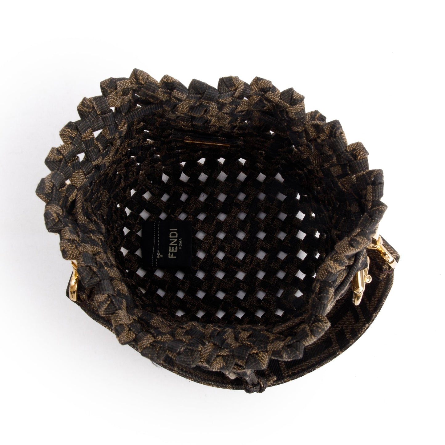 Fendi Brown Zucca Interlace Canvas Mini Mon Tresor Bucket Bag