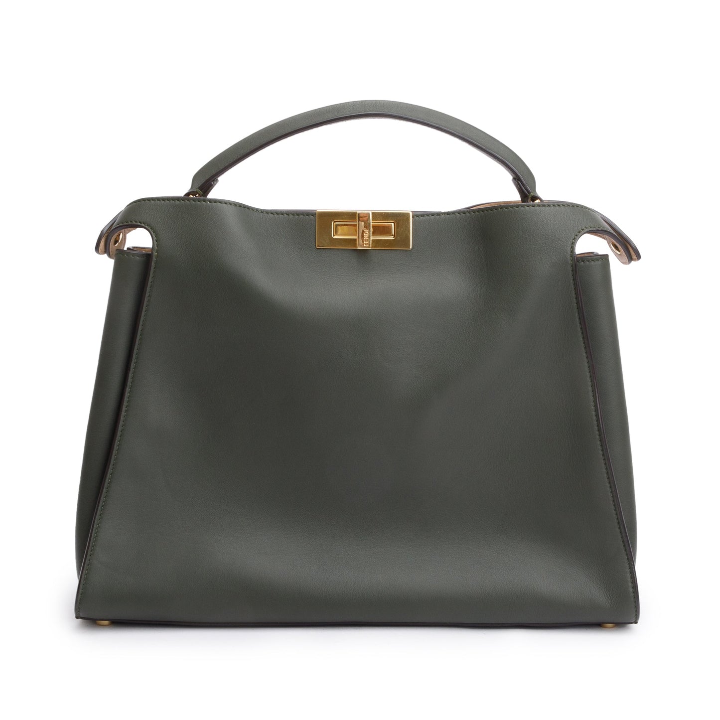Fendi Green Calfskin Leather Large Peekaboo Bag