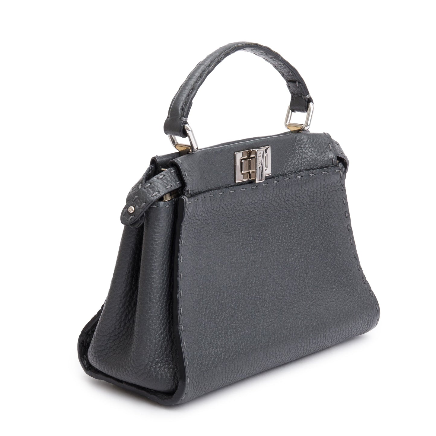 Fendi Grey Calfskin Leather Mini Selleria Peekaboo Bag