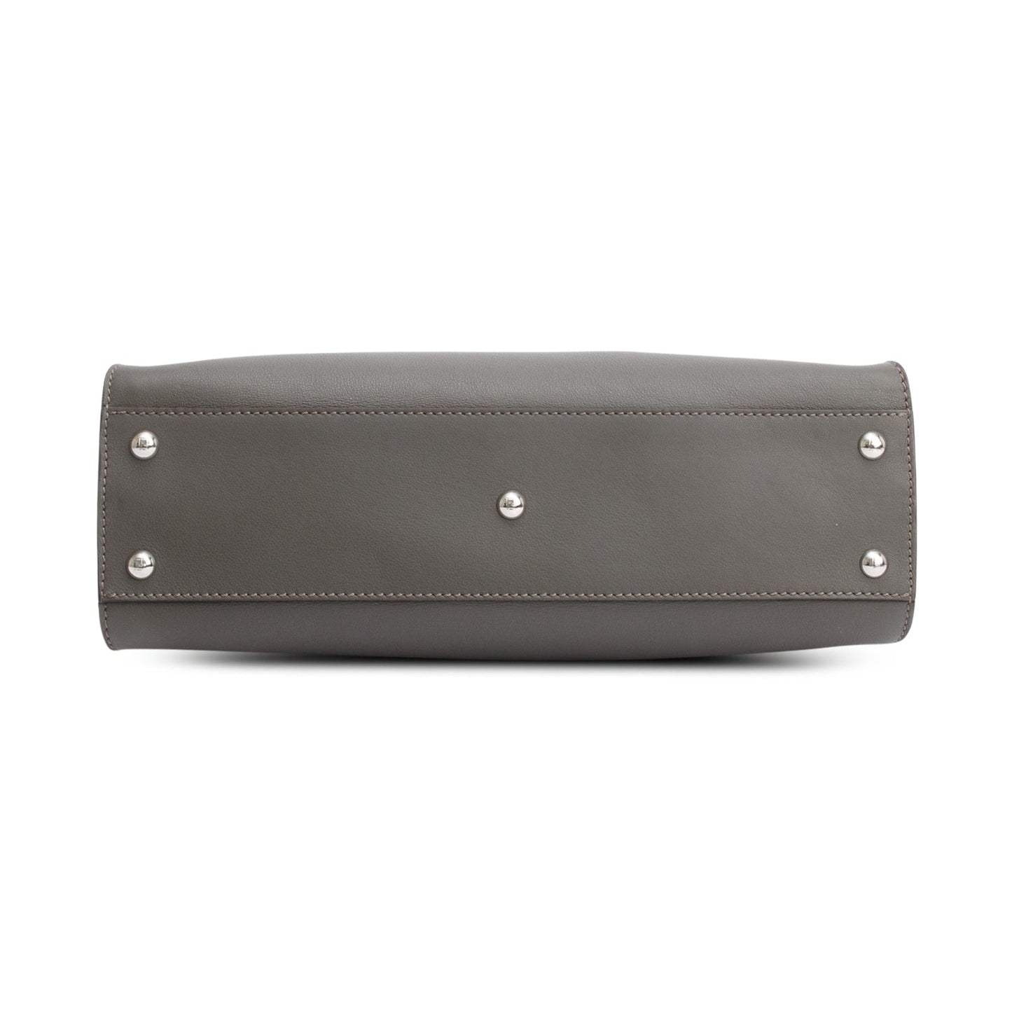 Fendi Grey Calfskin Leather Python Trim Medium Peekaboo Bag