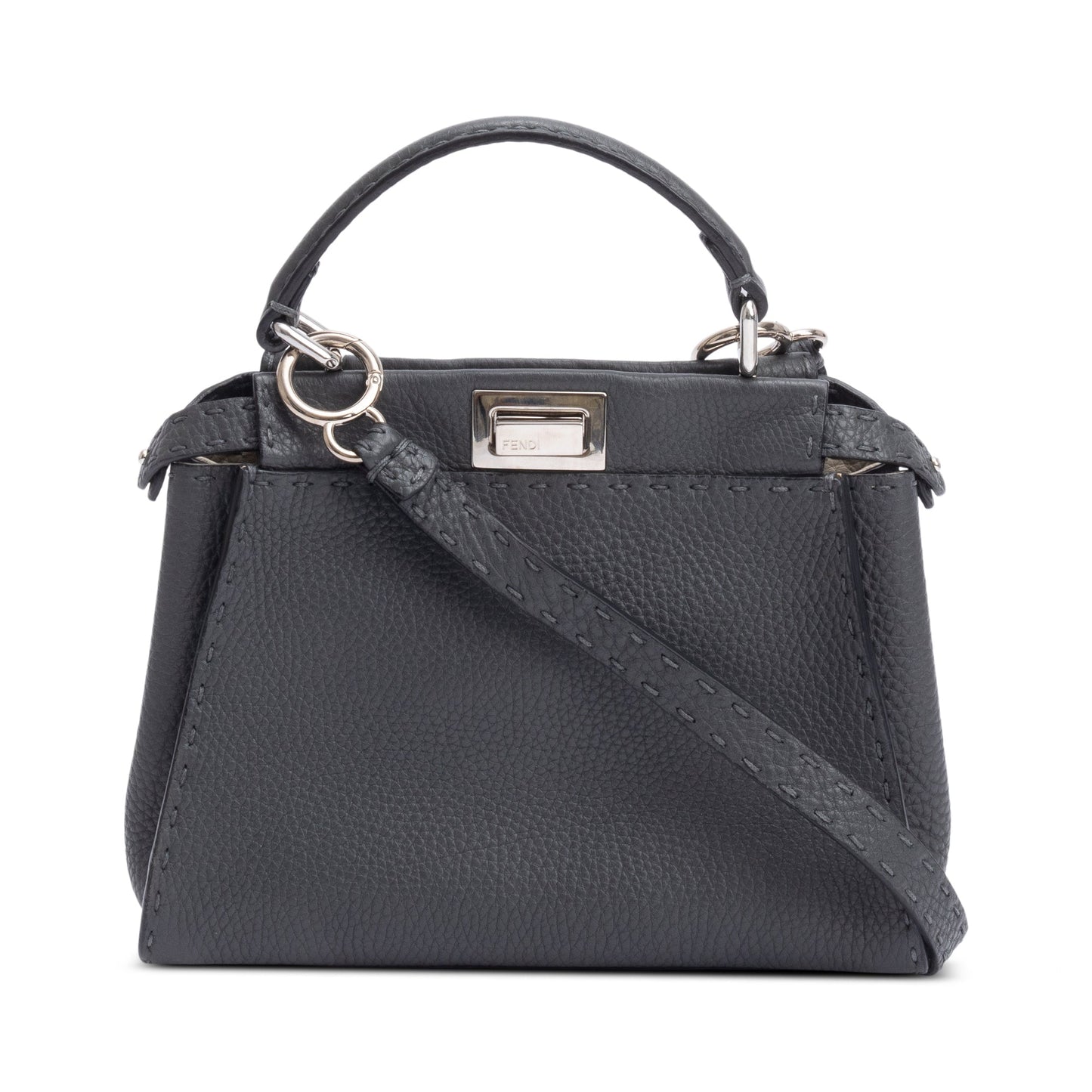 Fendi Grey Romano Selleria Mini Peekaboo Bag