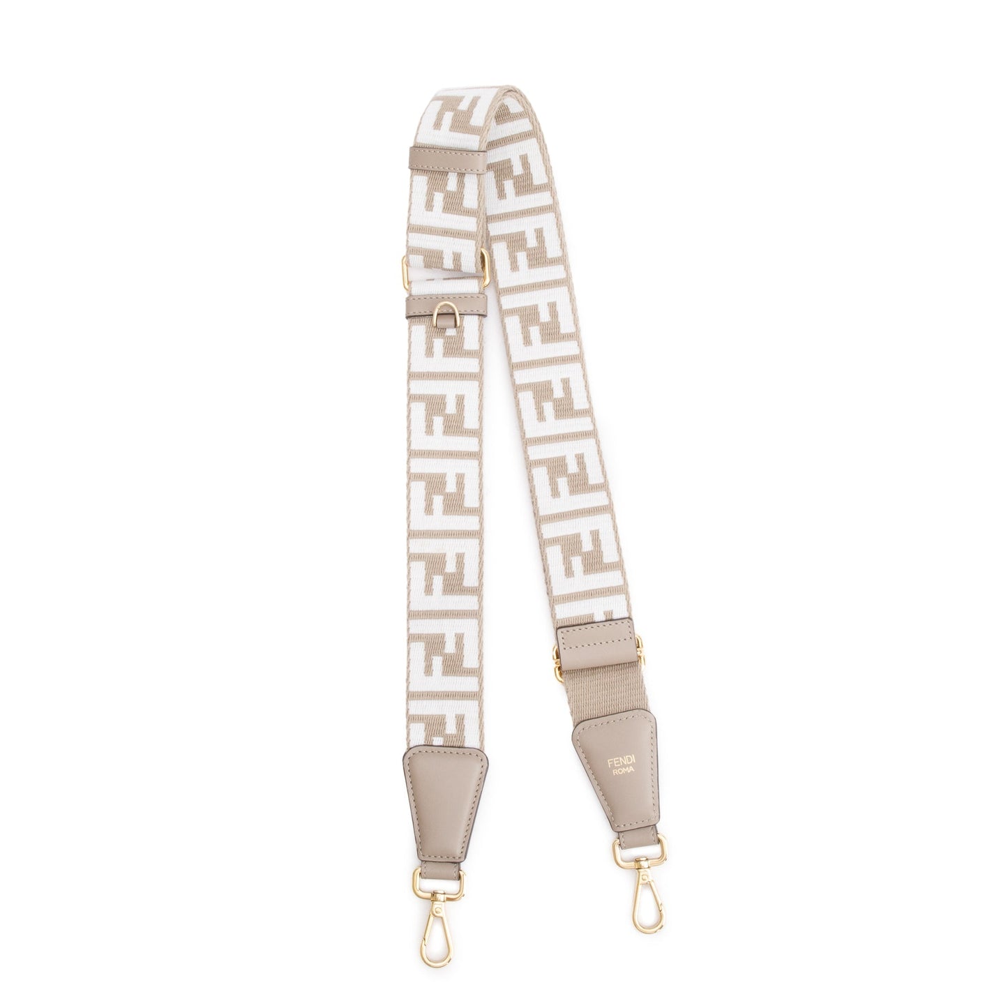 Fendi Grey/White FF Jacquard & Leather Strap You Shoulder Bag Strap