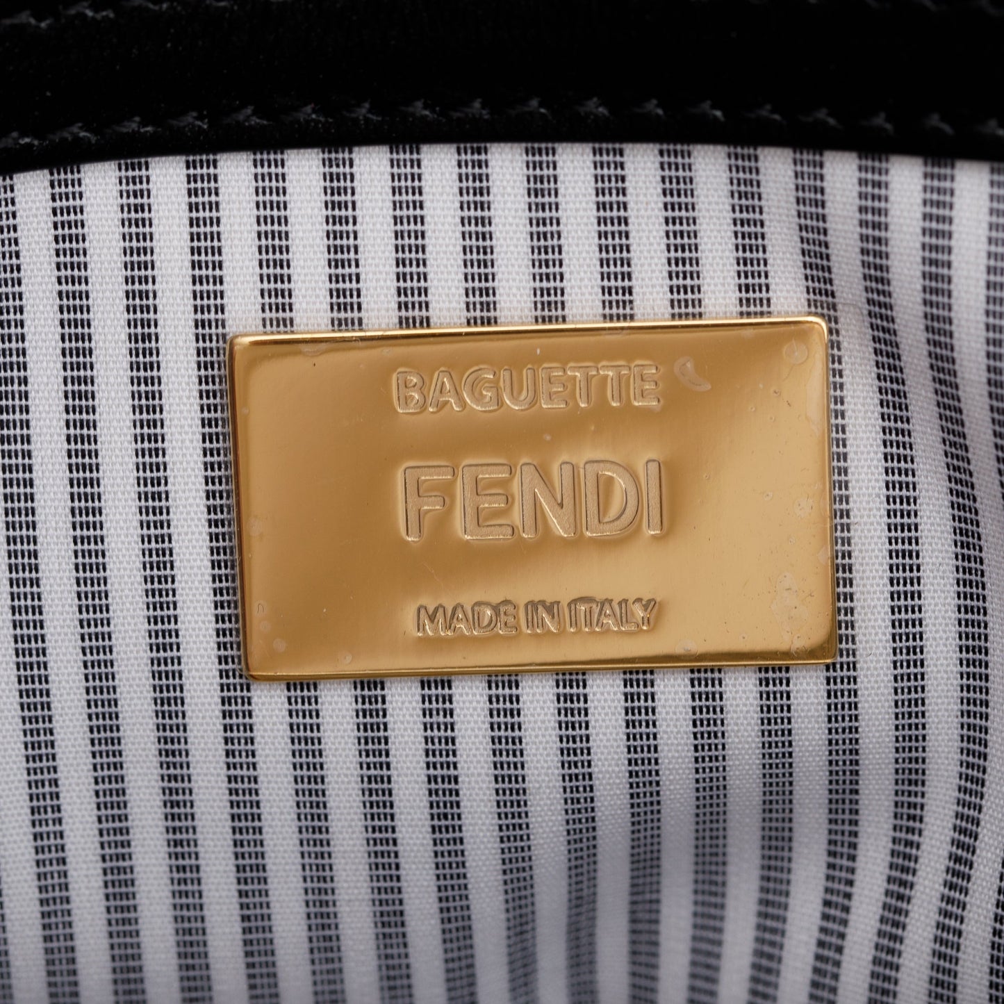 Fendi Grey/White Striped Cotton Cuoio Betagna Baguette Grigio Shoulder Bag