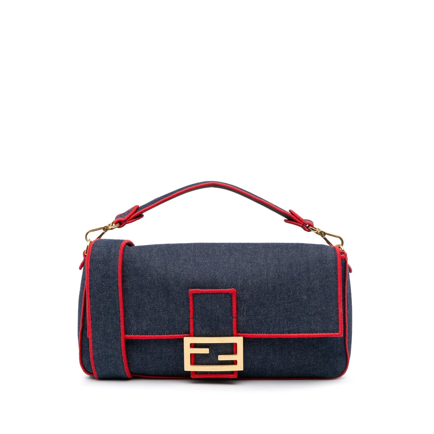 Fendi Large Denim Baguette Satchel