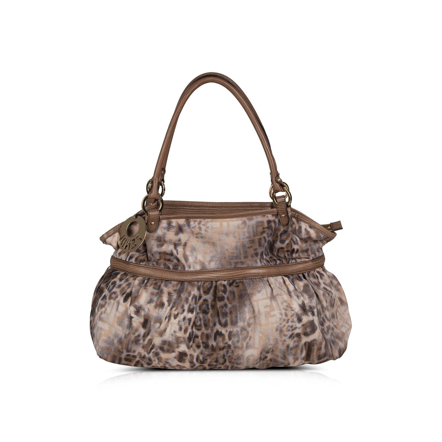 Fendi Large Lizard-Trimmed Zucca Chef Tote