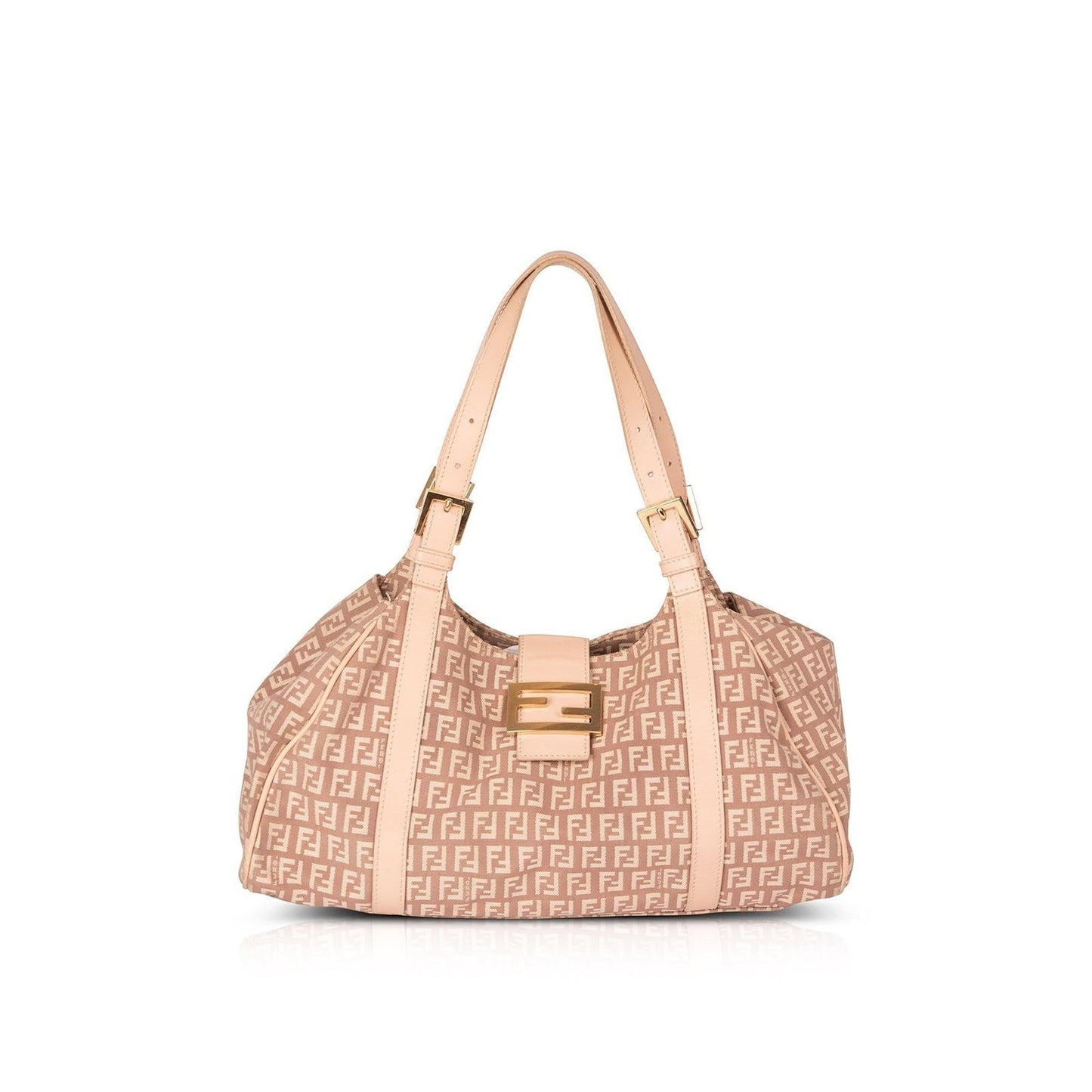Fendi Leather-Trimmed Zucchino Shoulder Bag