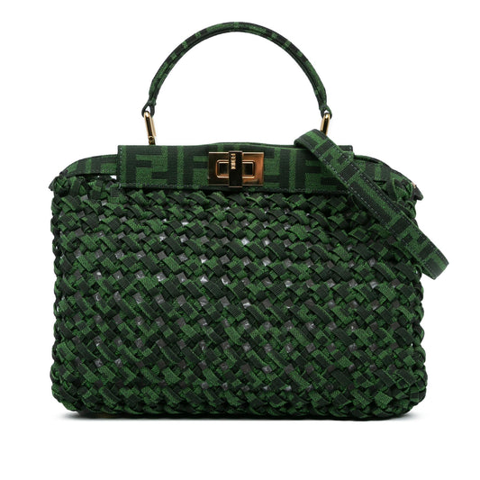Fendi Mini Zucca Interlaced Canvas Iconic Peekaboo Satchel (SHG-bvHwrT)