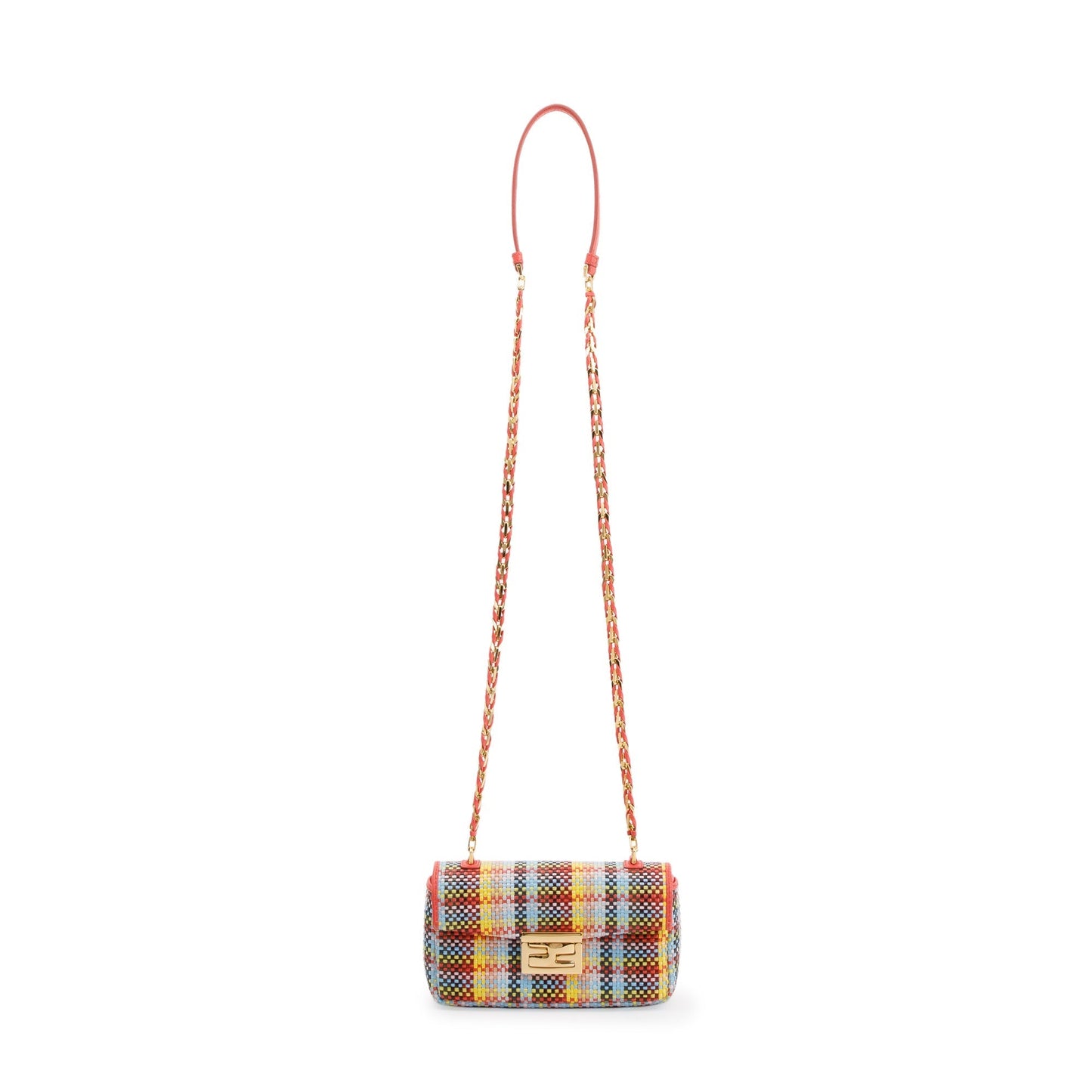 Fendi Multicolor Rosa Ecstacy Woven Nappa Intrecciato Mini Be Baguette Crossbody