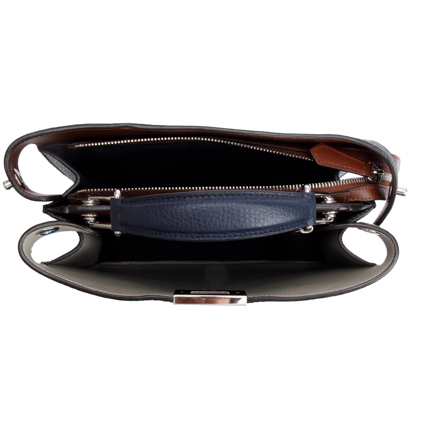 Fendi Navy Calfskin Leather Mini Peekaboo ISeeU Bag