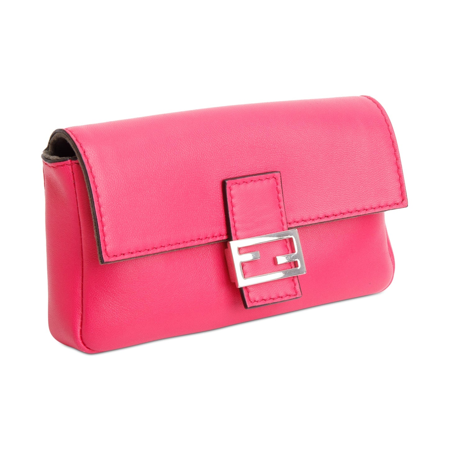 Fendi Pink Calfskin Leather Micro Baguette Bag