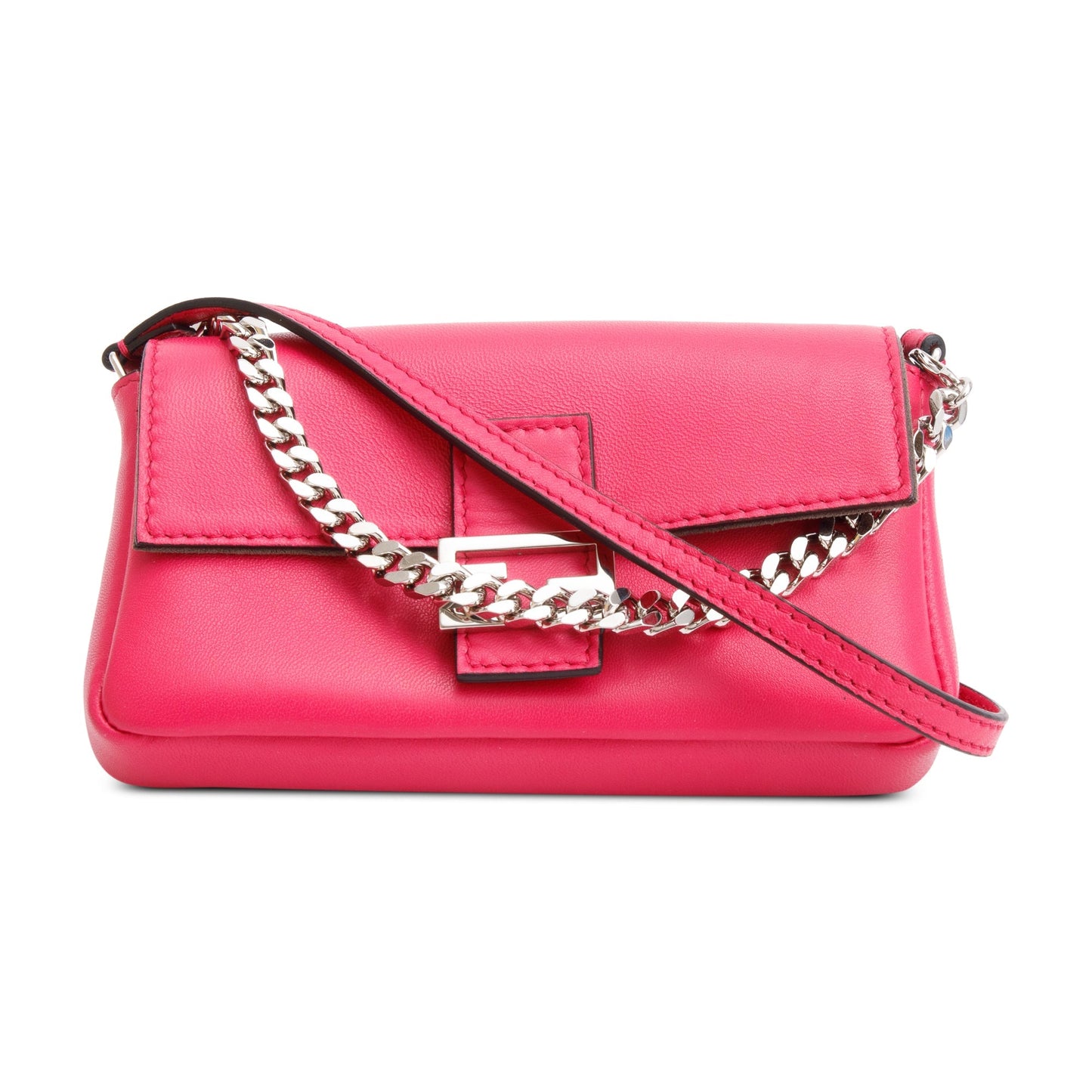 Fendi Pink Calfskin Leather Micro Baguette Bag