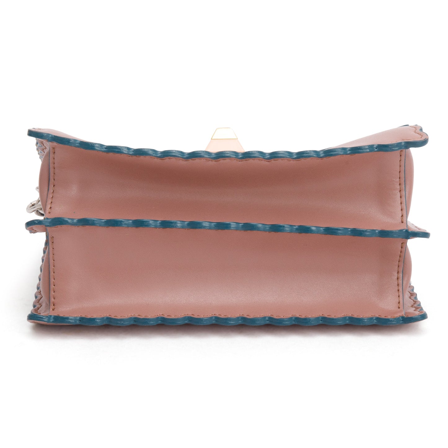 Fendi Pink Calfskin Leather Small Kan I Scallop Shoulder Bag