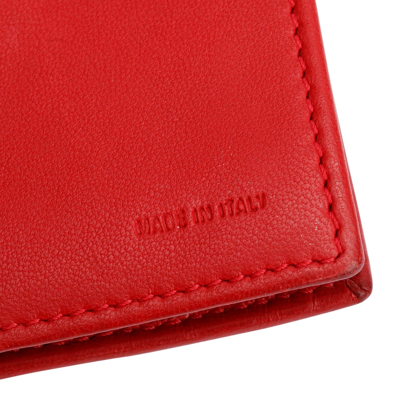 Fendi Red Logo Embossed Nappa Leather Chain Clutch Bag