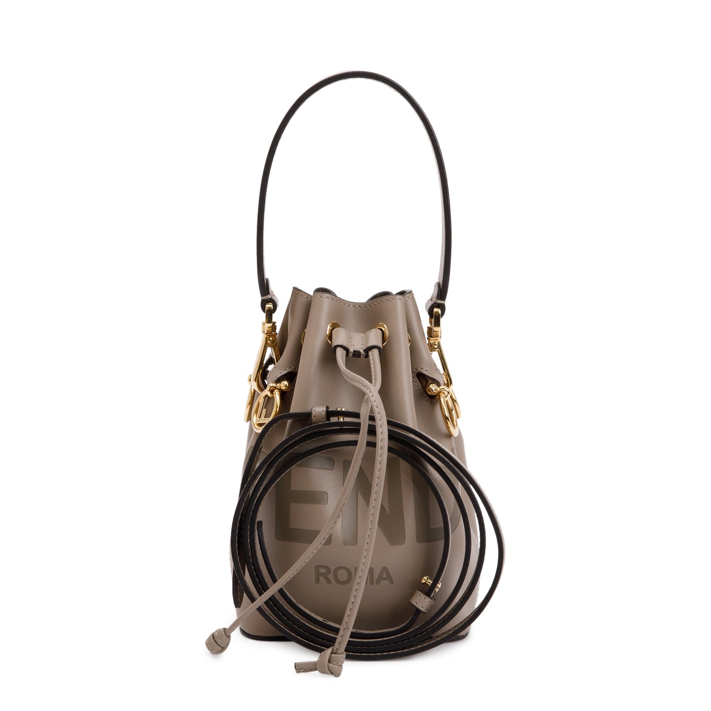 Fendi Taupe Calskin Leather Mini Mon Tresor Bucket Bag