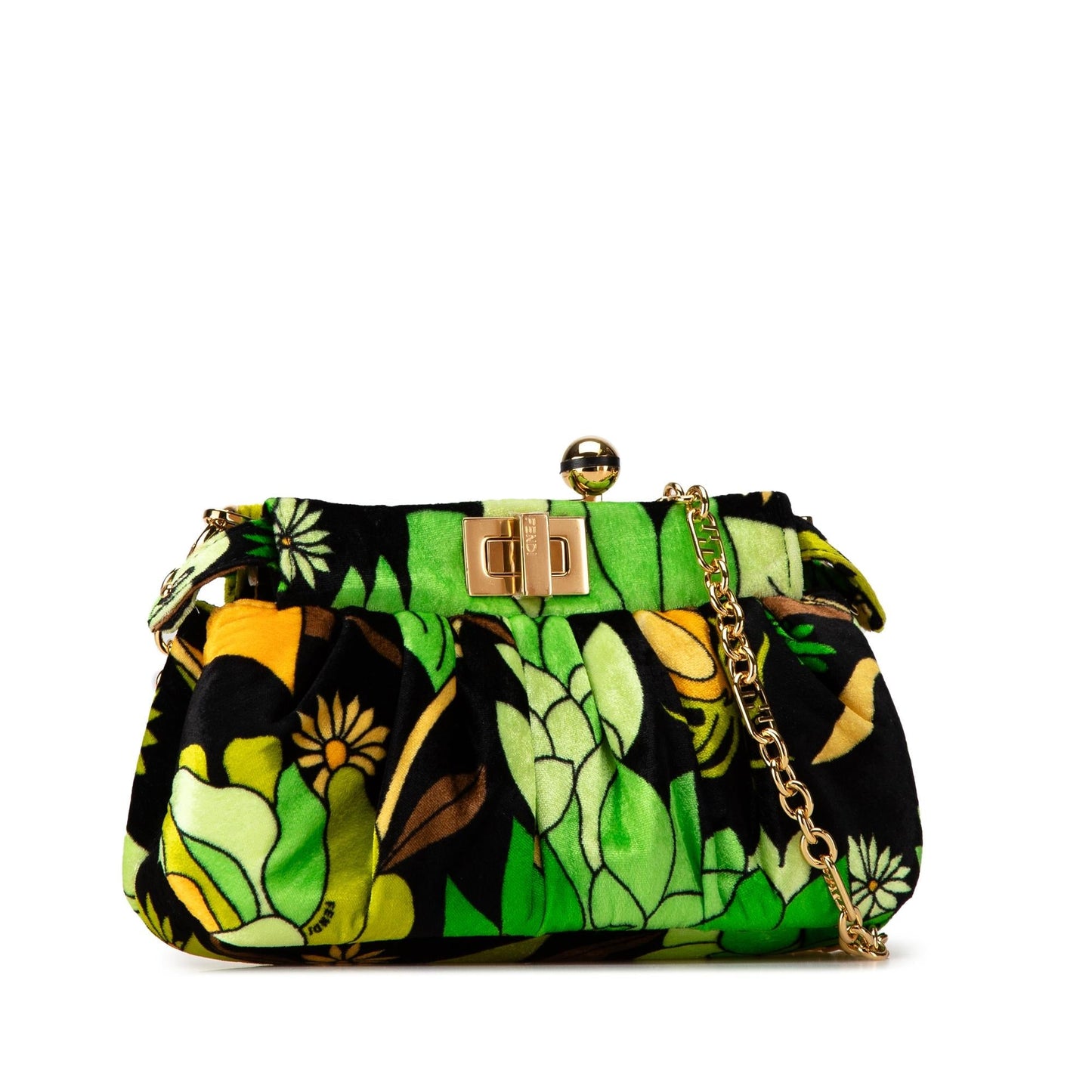 Fendi Velvet Peekaboo Click Clutch on Chain