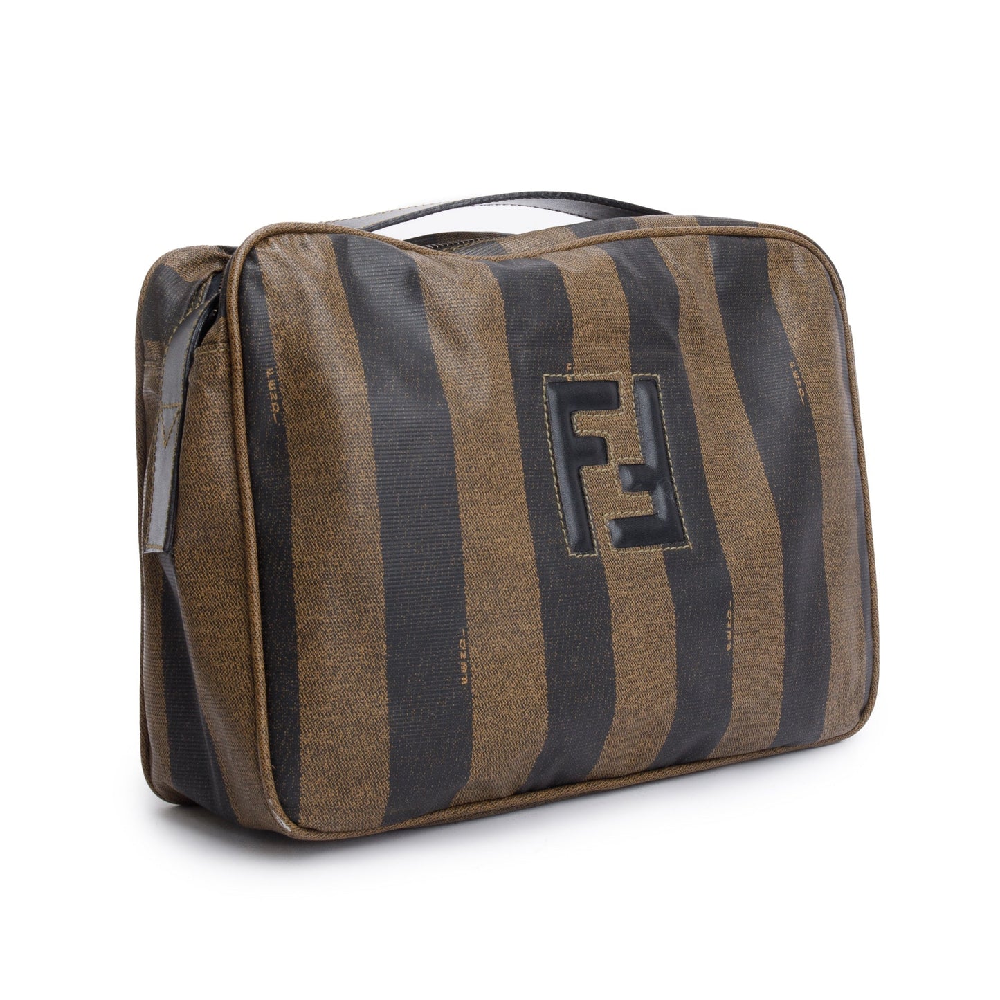 Fendi Brown Pequin Coated Canvas Crossbody Bag