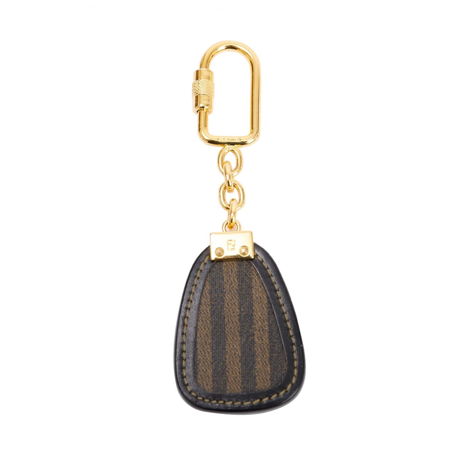 Fendi Vintage Canvas & Leather Logo Keychain