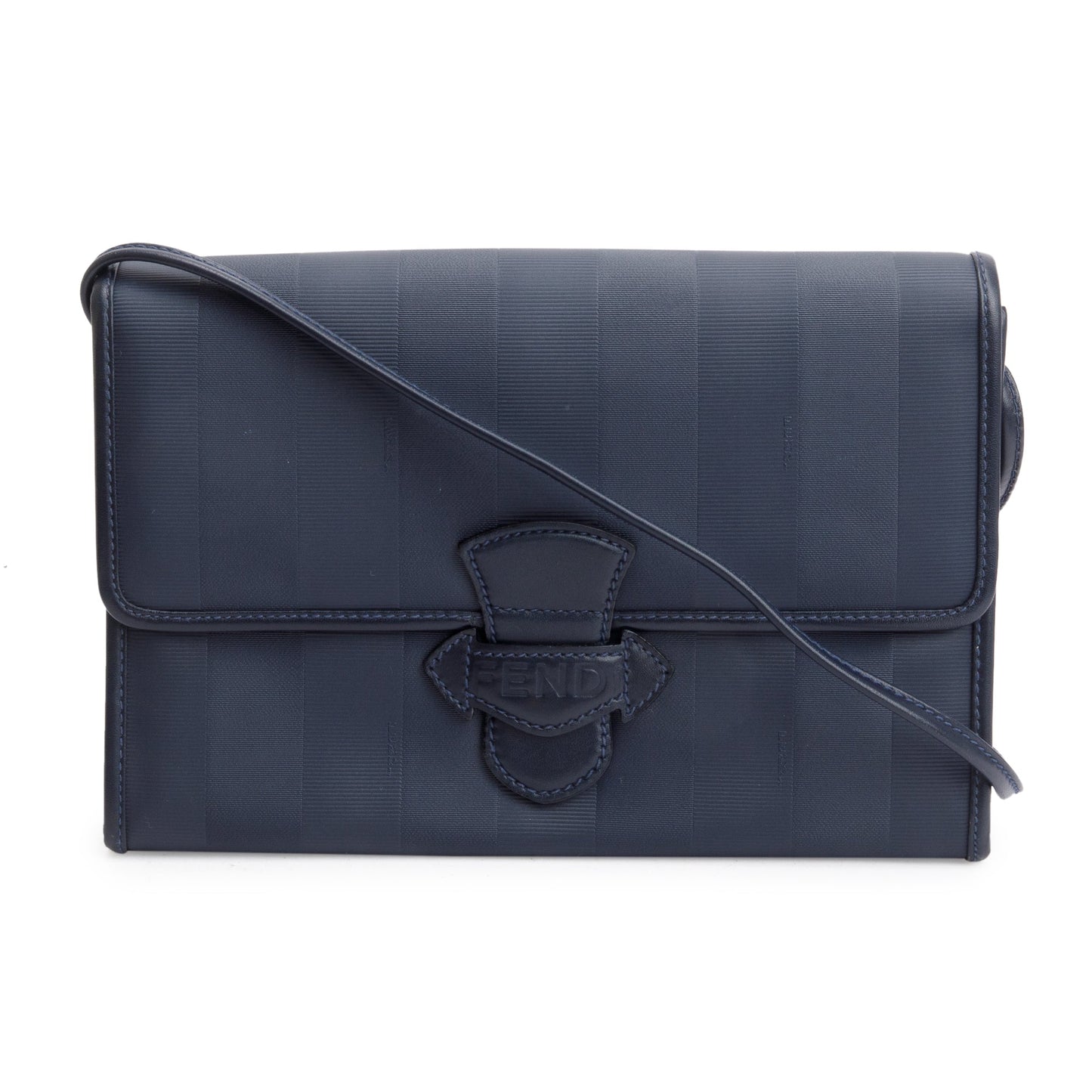 Fendi Navy Pequin Coated Canvas Crossbody Bag