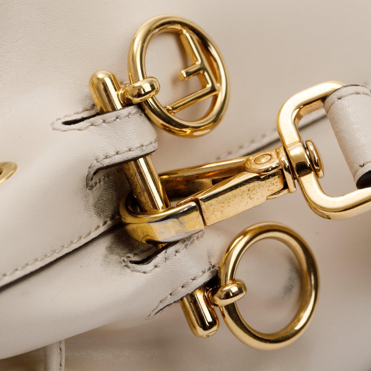 Fendi White Calskin Mini Mon Tresor Bucket Bag