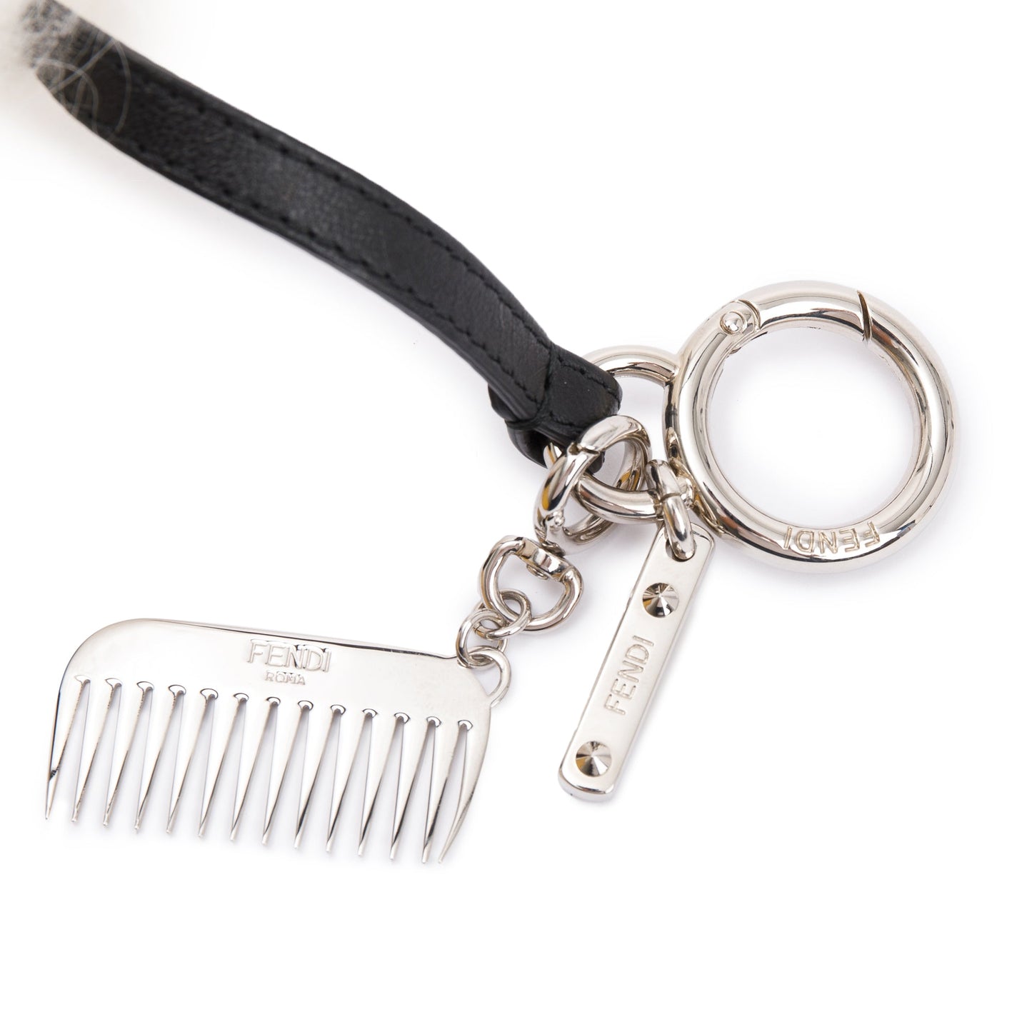 Fendi White Mink Fox Fur Mini Karlito Bag Charm