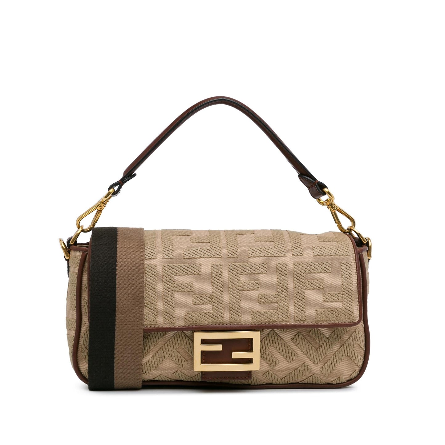Fendi Zucca Embroidered Canvas Baguette Satchel (SHG-62z4Da)