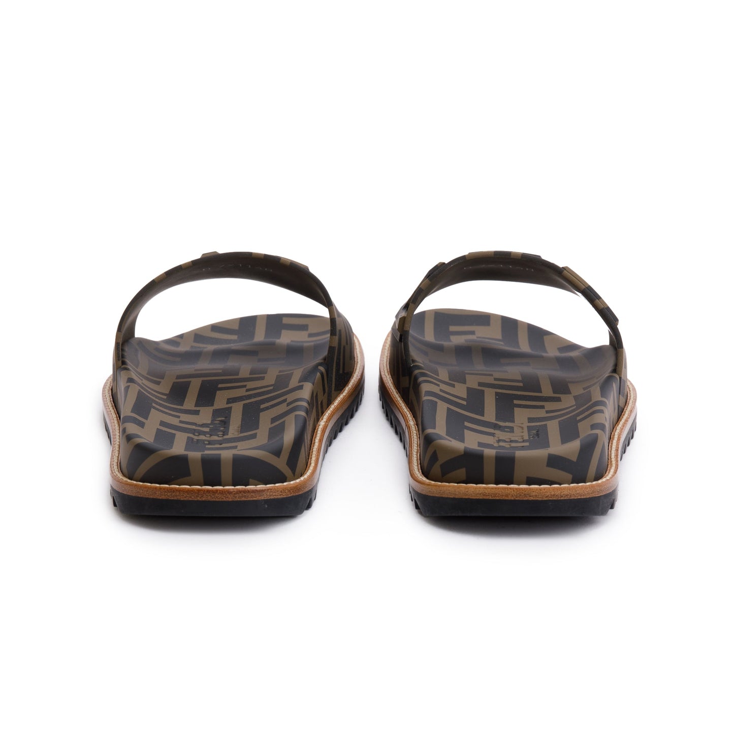 Fendi Zucca FF Logo Rubber Slides, Mens Size 6