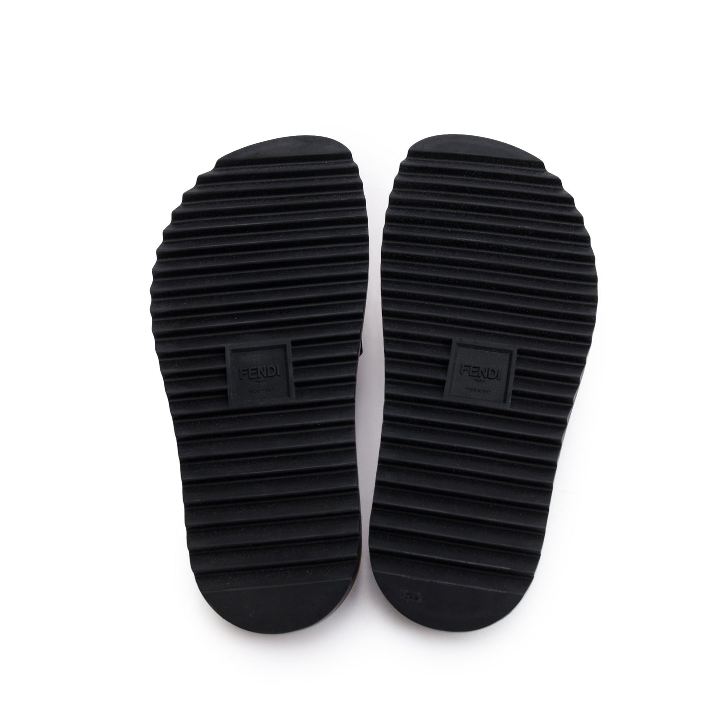 Fendi Zucca FF Logo Rubber Slides, Mens Size 6
