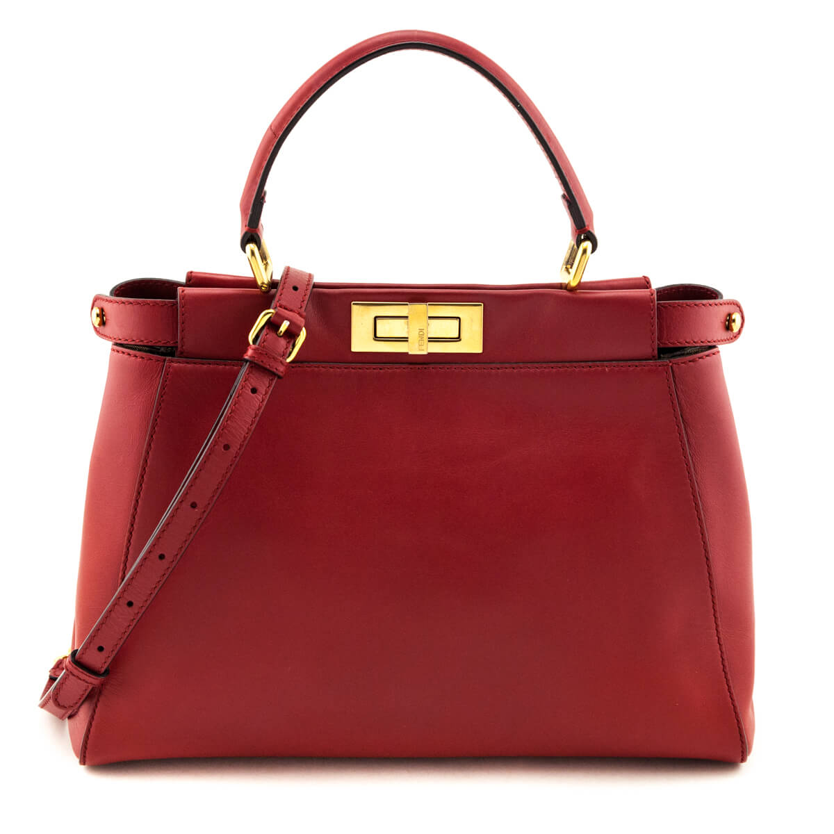 Fendi Red Nappa Medium Peekaboo Bag