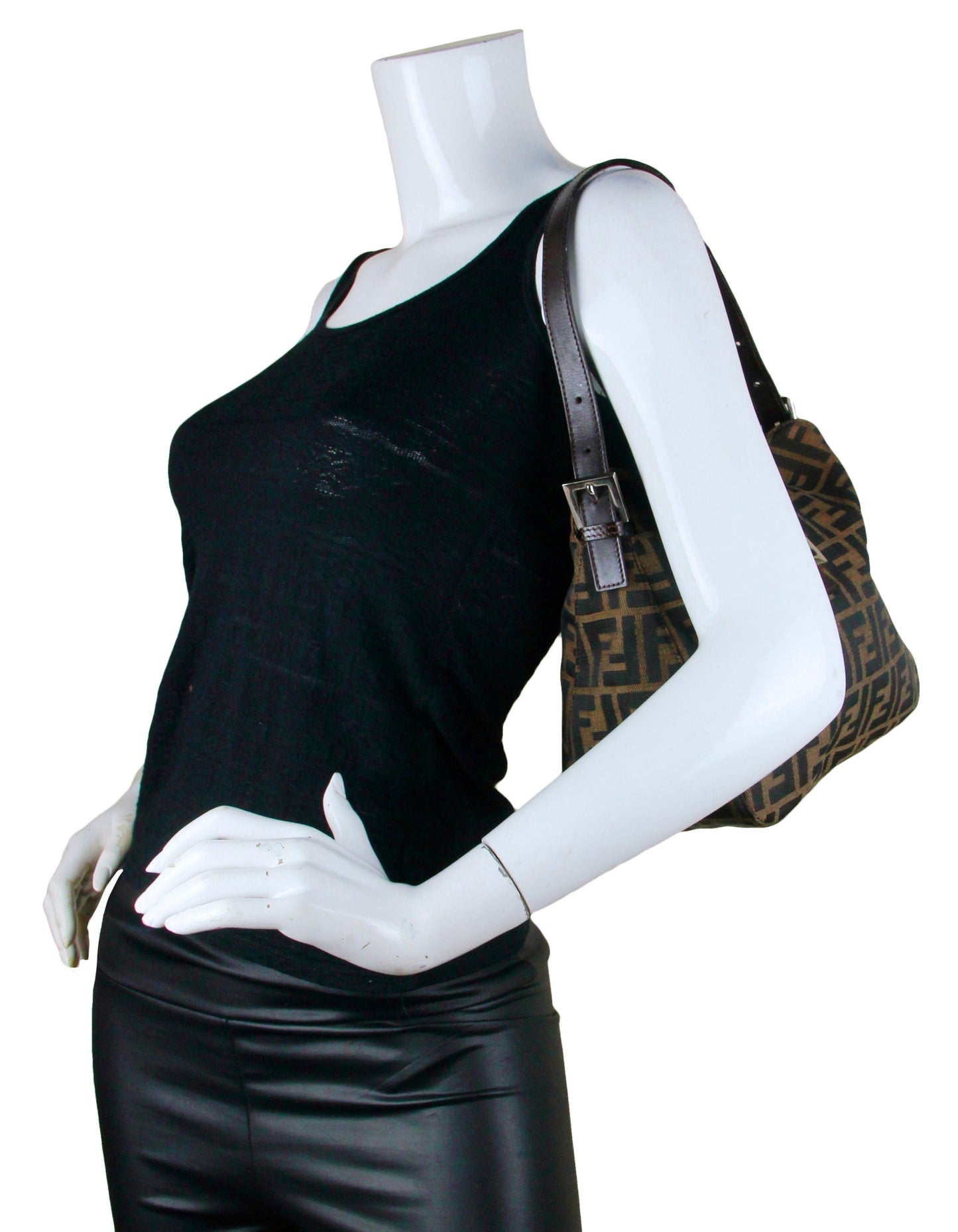 Fendi  Tobacco Zucca Monogram Flap Baguette Bag