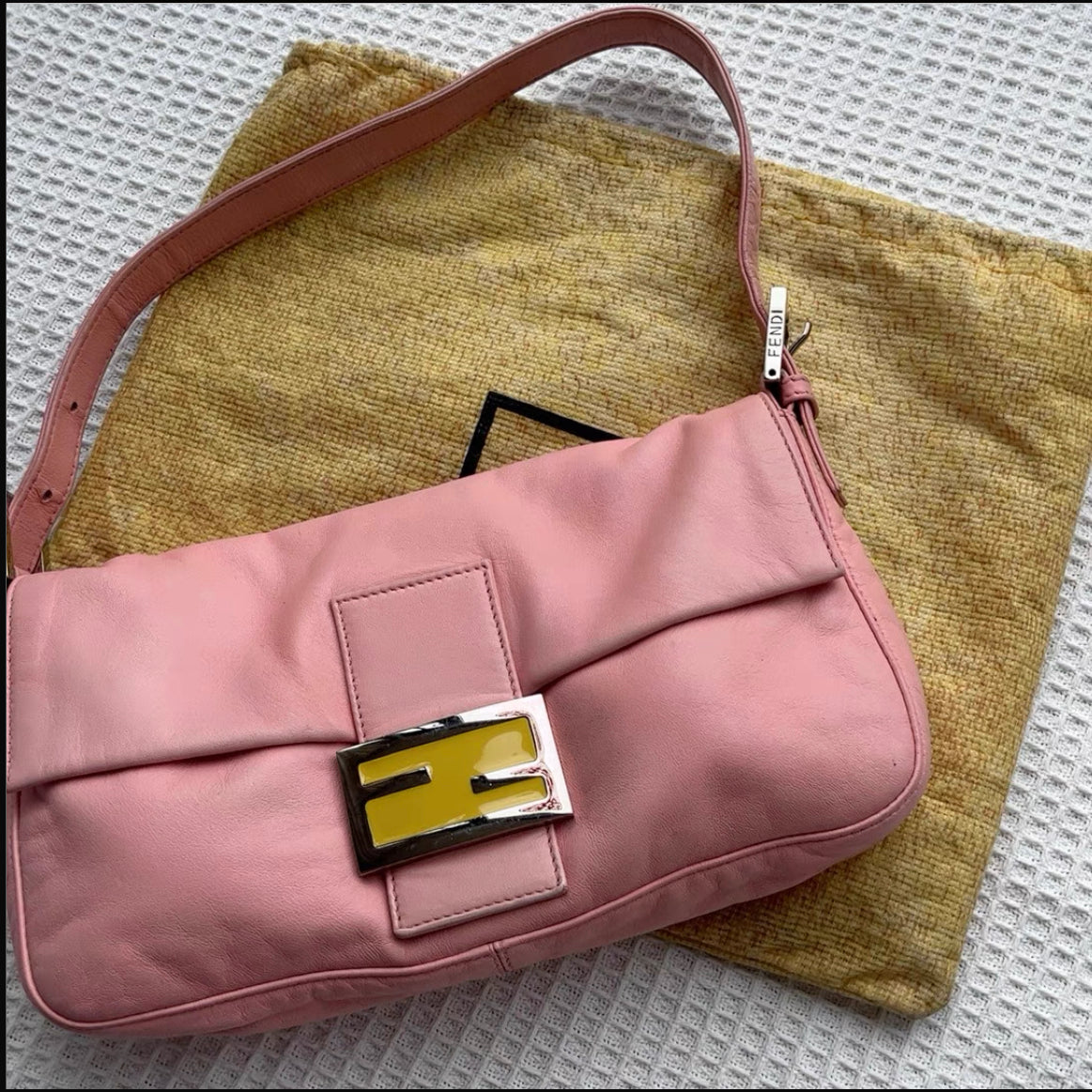 FENDI Baguette Pink Lambskin Leather