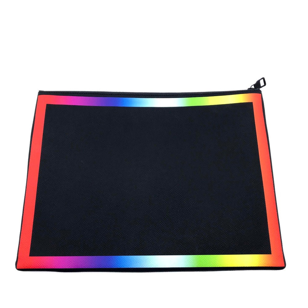 LOUIS VUITTON Clutch bag M30347 Taiga Leather Noir x Rainbow Taiga Pochette A4 Chain