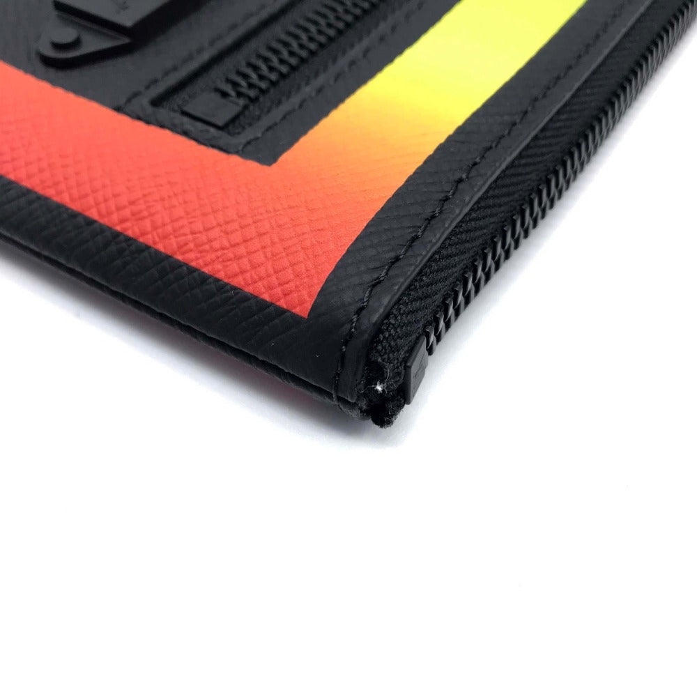 LOUIS VUITTON Clutch bag M30347 Taiga Leather Noir x Rainbow Taiga Pochette A4 Chain mens Used