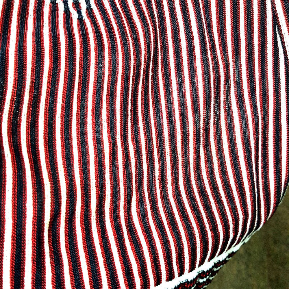 CHANEL one piece P47925 Rayon Black x Red x White stripe Summer dress Women 34