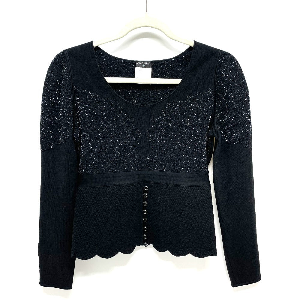 CHANEL setup P29091K00191 Wool, Rayon, Cashmere / Polyester black 06A Glitter knit flare skirt Women 38/34