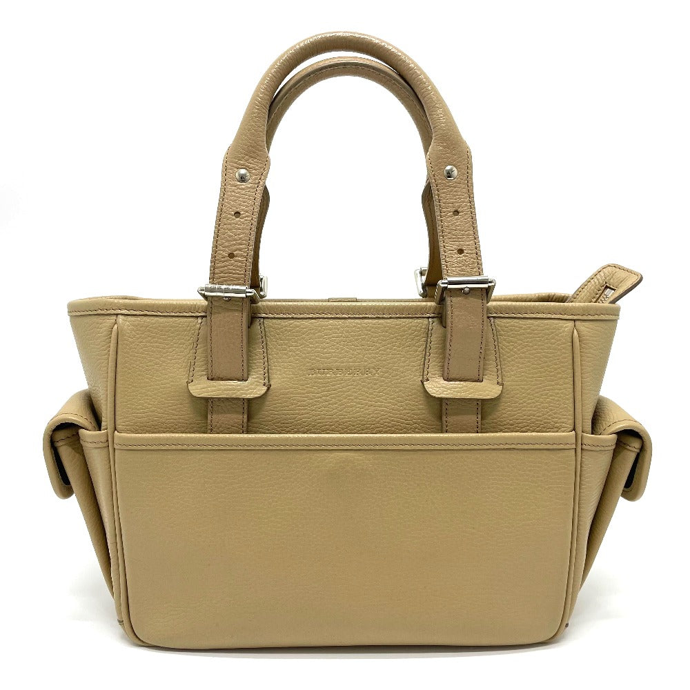 BURBERRY Handbag leather beige logo Side pocket Women