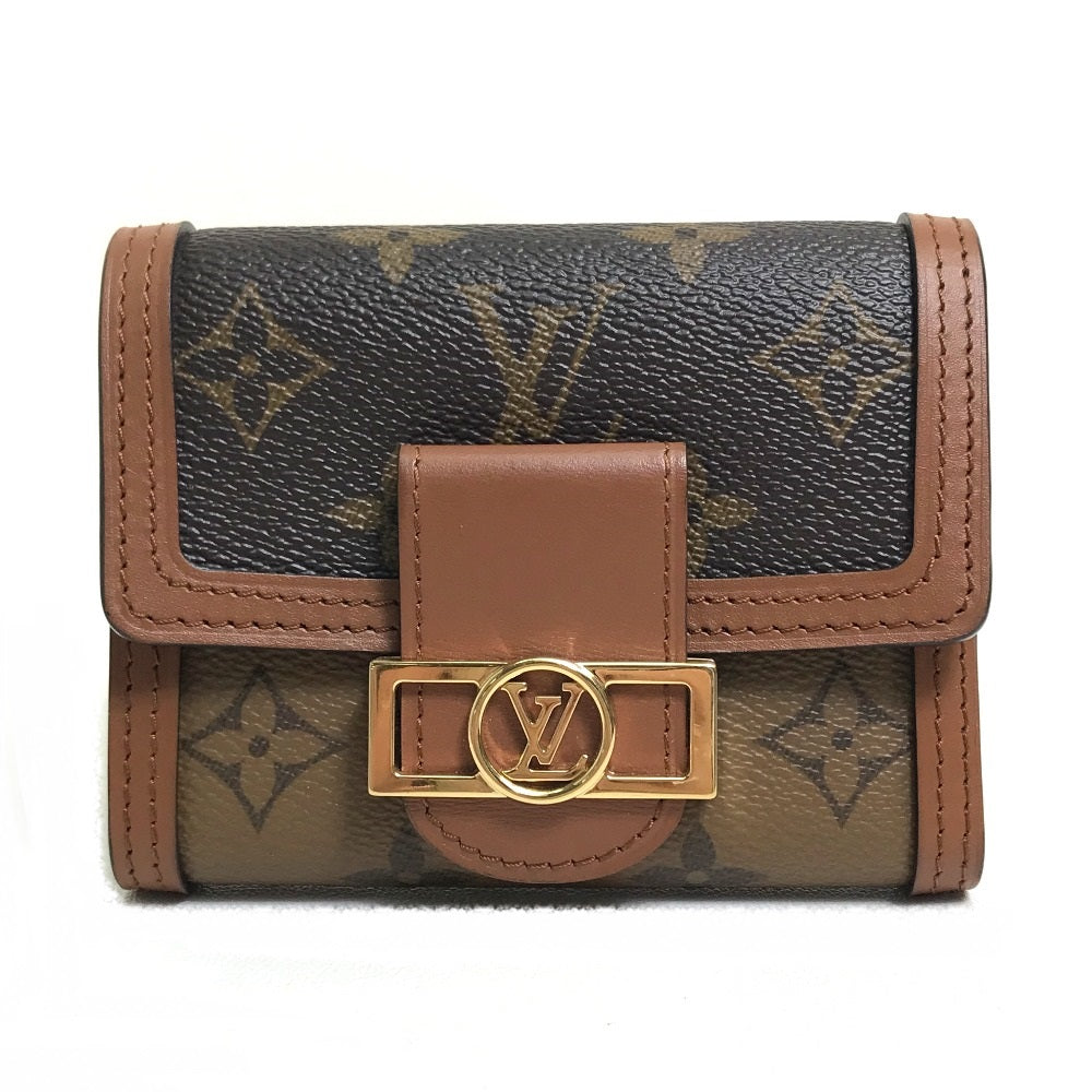 LOUIS VUITTON Trifold wallet M68725 Monogram reverse canvas Brown Monogram reverse Portefeuille Dauphine Compact Women