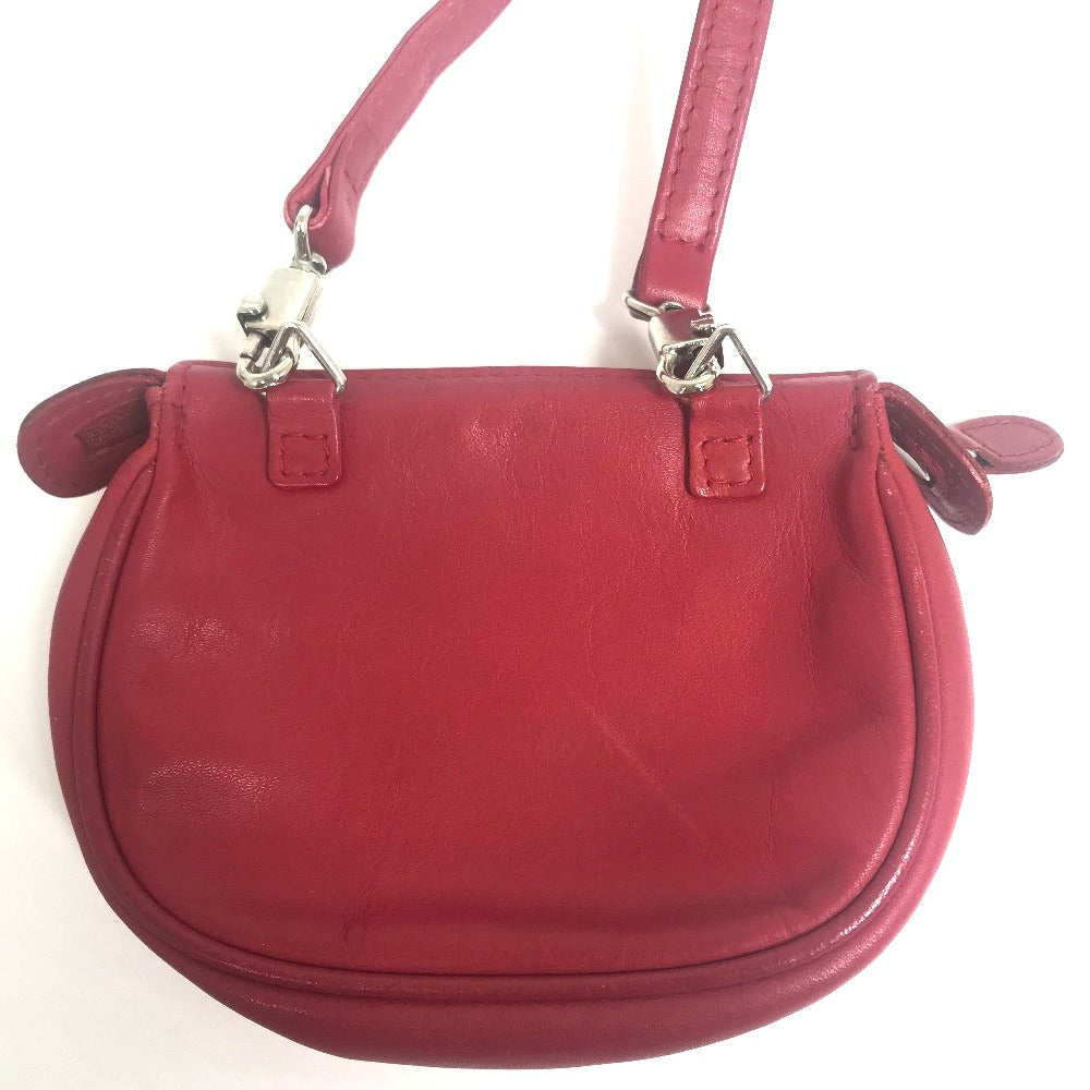Christian Dior Shoulder Bag leather Red CDMetal Mini pochette Women