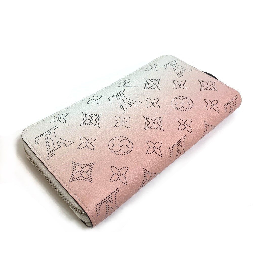 LOUIS VUITTON Long Wallet Purse M80490 monogram mahina leather Pink x White monogram mahina gradation Zippy wallet Women